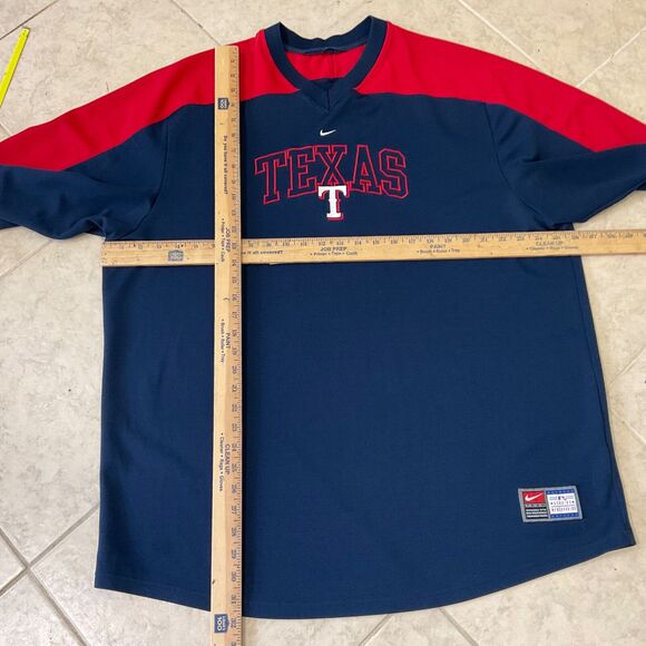 Nike Texas Rangers Shirt Mens XL MLB Baseball center swoosh Polyester Blue - Picture 5 of 10